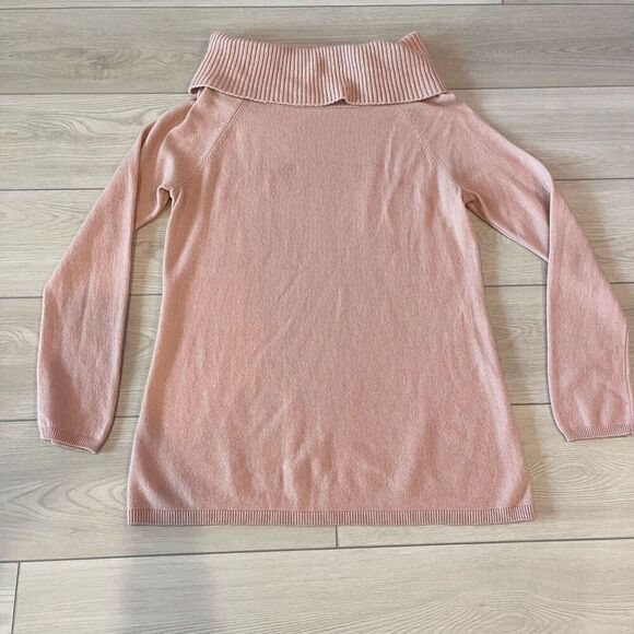 Ann Taylor 100% Cashmere Sweater XL Pink Cowl Neck Casual Cozy Comfort‎ - Picture 1 of 7